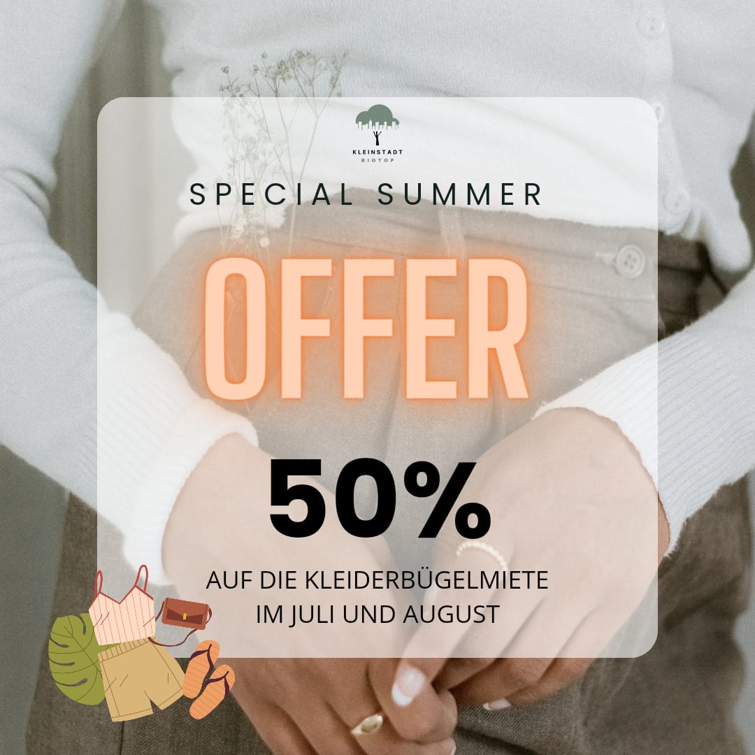 50% Sommerrabatt Kleiderbügelmiete